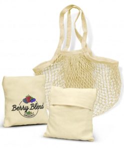 Cotton Mesh Foldaway Tote Bag